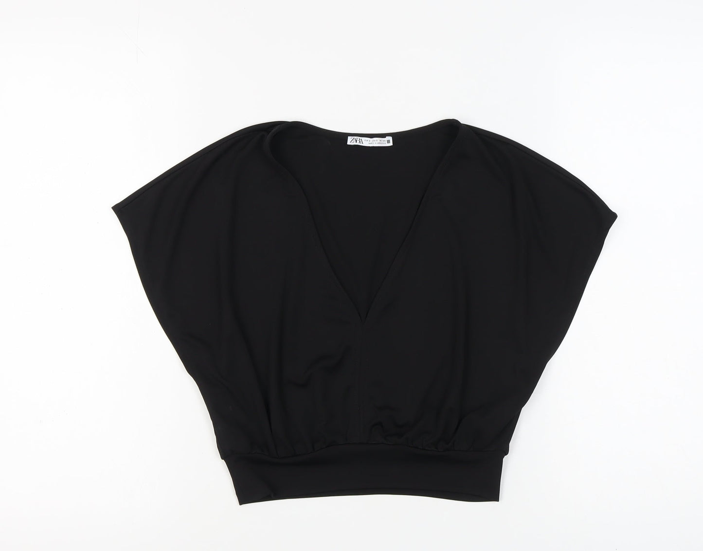 Womens UK Size S Zara Black Basic Blouse