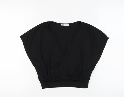 Womens UK Size S Zara Black Basic Blouse