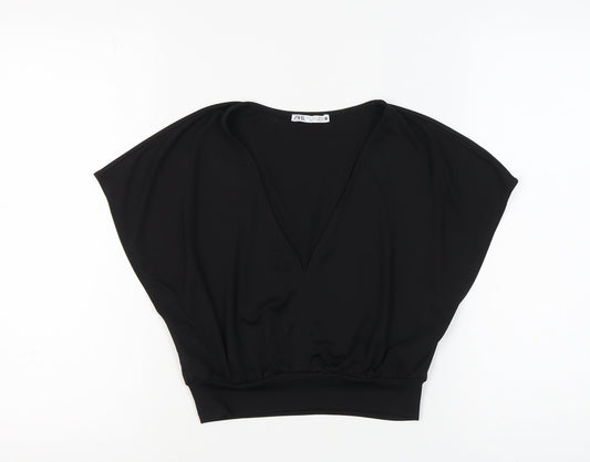 Womens UK Size S Zara Black Basic Blouse