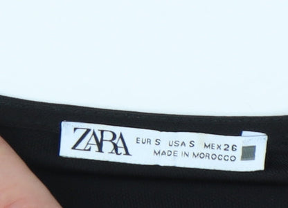 Womens UK Size S Zara Black Basic Blouse