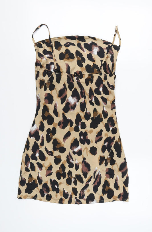 MISSPAP Women’s Multicoloured Animal Print Slip Dress Size 8