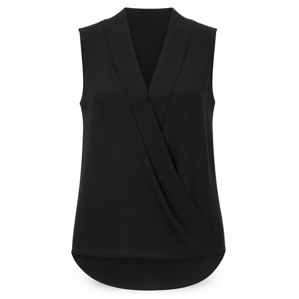 Womens UK Size 12 Paraphrase Black Wrap Blouse