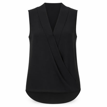 Womens UK Size 12 Paraphrase Black Wrap Blouse