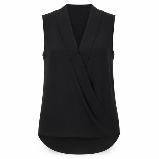 Womens UK Size 12 Paraphrase Black Wrap Blouse