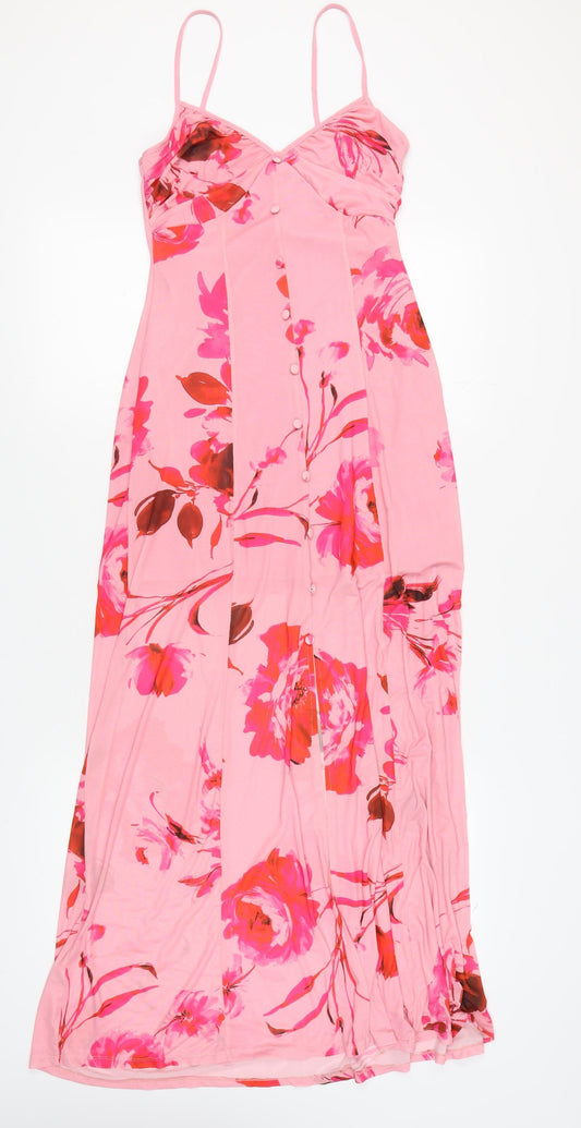 ASOS DESIGN Pink Floral Slip Dress UK 8 - Party/Cocktail