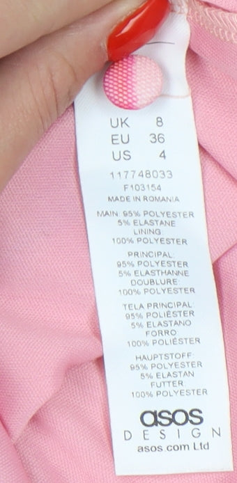 ASOS DESIGN Pink Floral Slip Dress UK 8 - Party/Cocktail