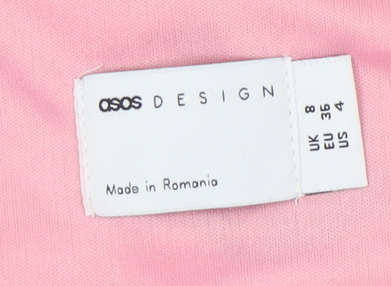 ASOS DESIGN Pink Floral Slip Dress UK 8 - Party/Cocktail