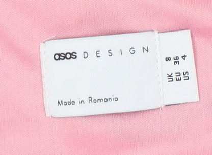 ASOS DESIGN Pink Floral Slip Dress UK 8 - Party/Cocktail