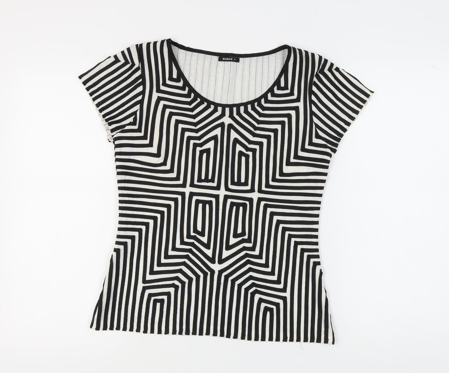 Womens UK Size 10 Roman Black Basic T-Shirt