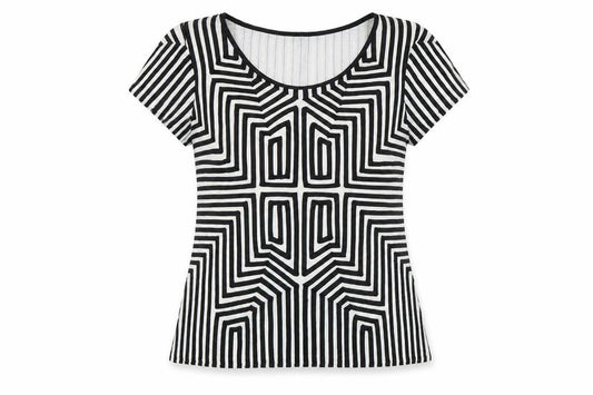 Front view of Roman Women’s Geometric T-Shirt, size UK 10, Black