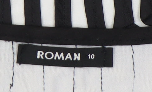 Womens UK Size 10 Roman Black Basic T-Shirt