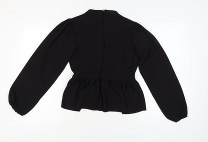 Womens UK Size 10 PRETTYLITTLETHING Black Basic Blouse