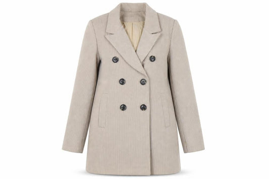Boohoo Women's Beige Check Pea Coat Size 12