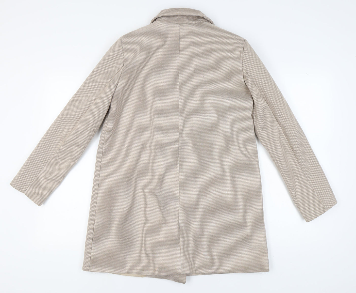 Boohoo Women's Beige Check Pea Coat Size 12