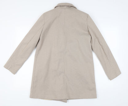 Boohoo Women's Beige Check Pea Coat Size 12