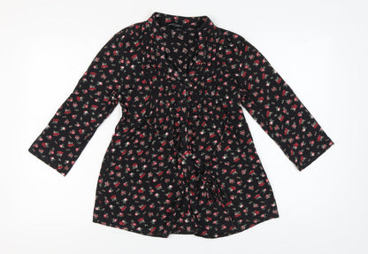 Womens UK Size 12 Dorothy Perkins Black Tunic Blouse