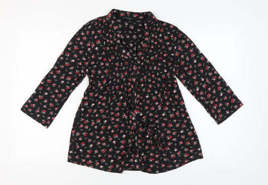 Womens UK Size 12 Dorothy Perkins Black Tunic Blouse