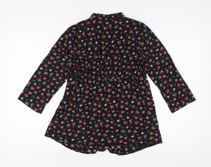 Womens UK Size 12 Dorothy Perkins Black Tunic Blouse