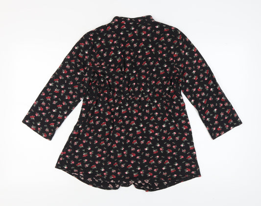 Womens UK Size 12 Dorothy Perkins Black Tunic Blouse