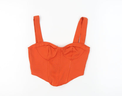 Womens UK Size 8 PRETTYLITTLETHING Orange Cropped Tank