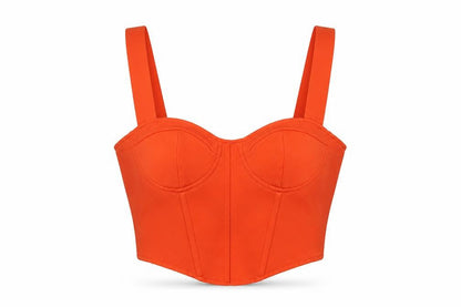 Womens UK Size 8 PRETTYLITTLETHING Orange Cropped Tank