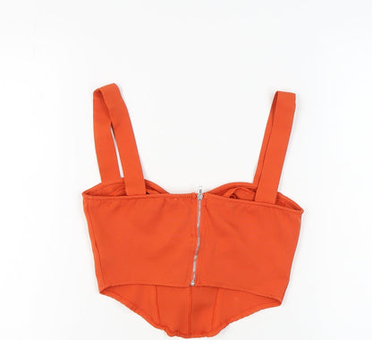Womens UK Size 8 PRETTYLITTLETHING Orange Cropped Tank