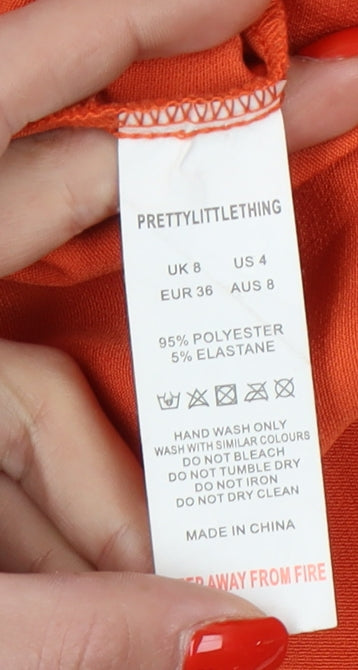 Womens UK Size 8 PRETTYLITTLETHING Orange Cropped Tank