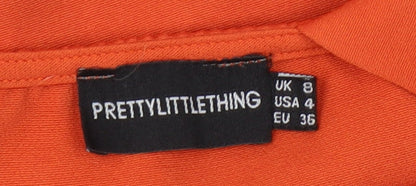 Womens UK Size 8 PRETTYLITTLETHING Orange Cropped Tank