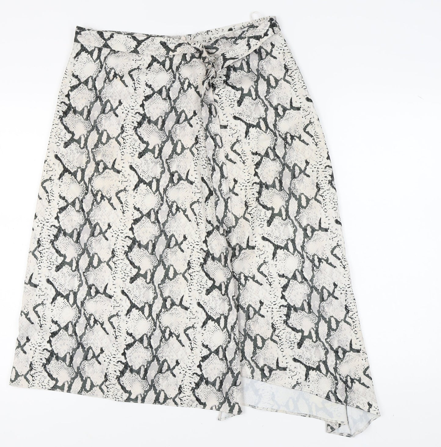 Miss Selfridge Women's Grey Animal Print A-Line Skirt - Size 14
