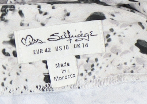 Miss Selfridge Women's Grey Animal Print A-Line Skirt - Size 14