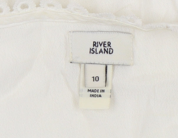 Womens UK Size 10 River Island White Camisole Tank