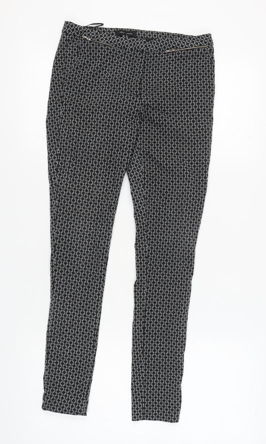 New Look Women's Black Geometric Skinny Trousers Size 10