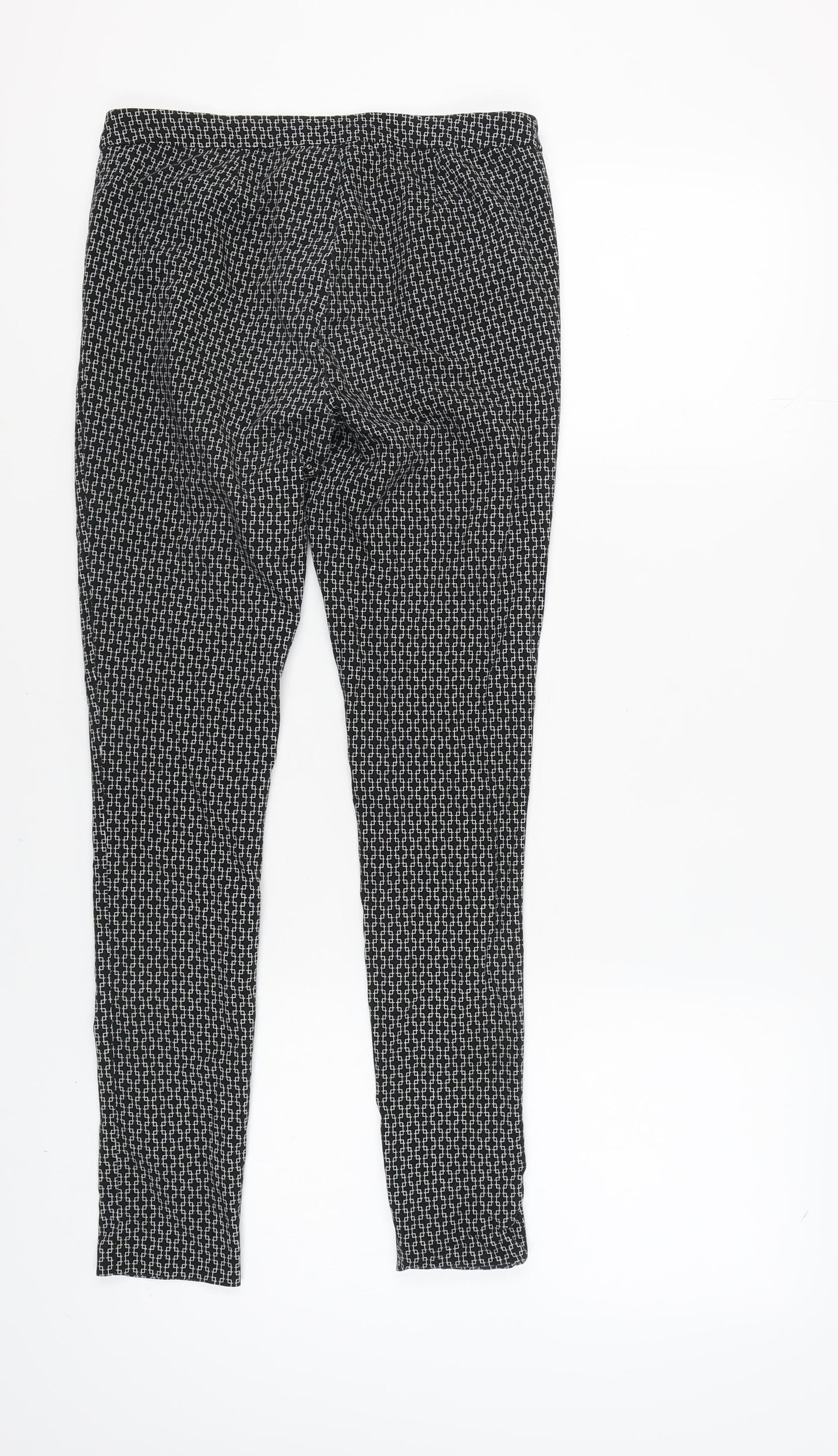 New Look Women's Black Geometric Skinny Trousers Size 10