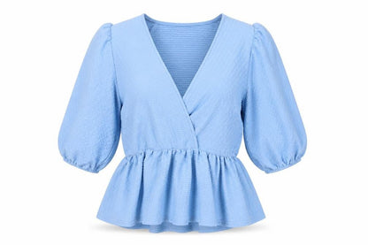 Womens UK Size 12 ASOS DESIGN Blue Wrap Blouse