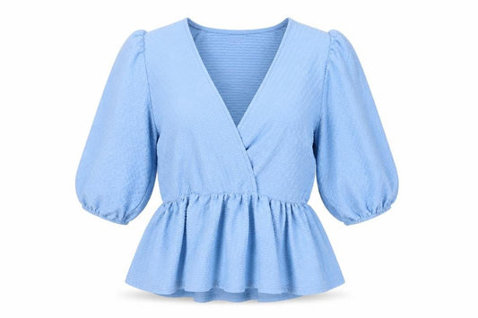 Womens UK Size 12 ASOS DESIGN Blue Wrap Blouse