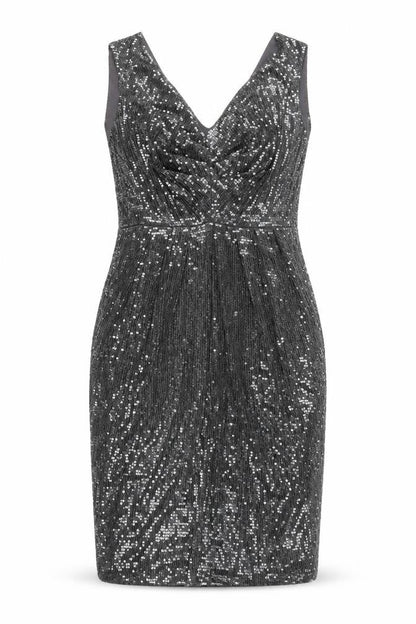 Monsoon Women's Silver Sequin Sheath Dress Size 16