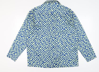 ZARA Women's Blue Geometric XL Button-Up Shirt