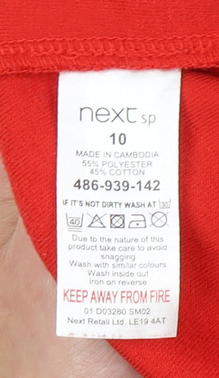 Womens UK Size 10 NEXT Red Basic T-Shirt