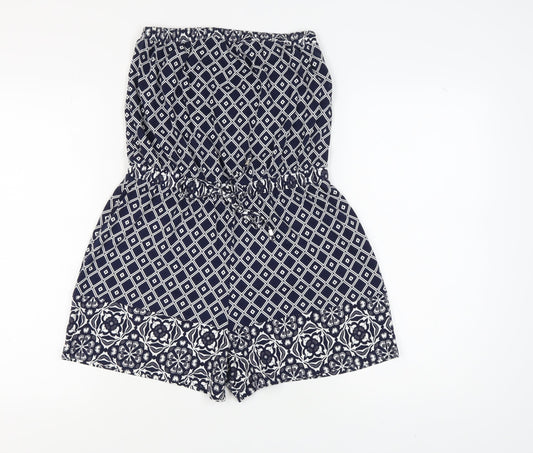 Next Women's Blue Geometric Playsuit, Size 8