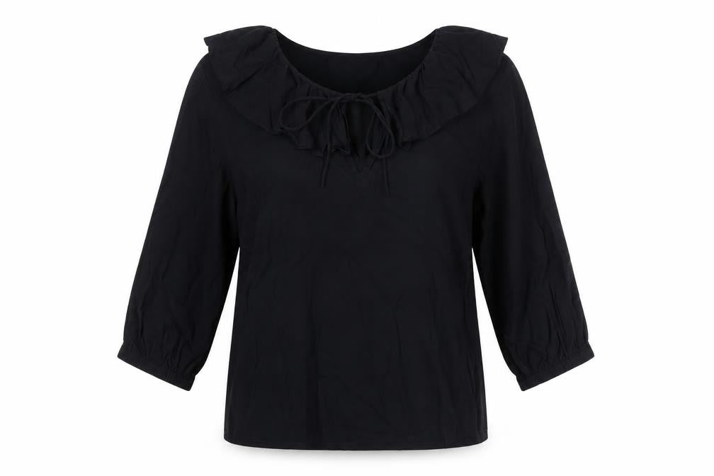 Front view of JW Anderson Uniqlo Black 3/4 Sleeve Tunic Blouse S