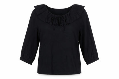 Front view of JW Anderson Uniqlo Black 3/4 Sleeve Tunic Blouse S