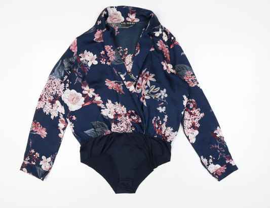 Girl in Mind Women's Blue Floral Bodysuit Size 14