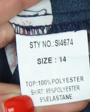 Girl in Mind Women's Blue Floral Bodysuit Size 14