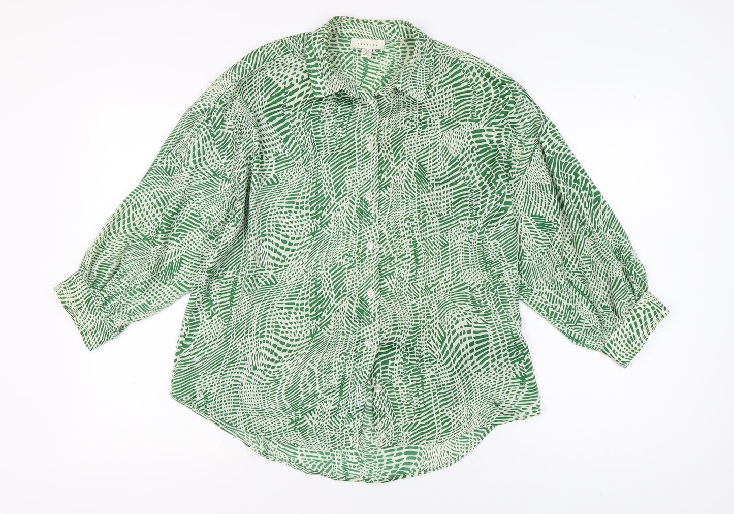 Womens UK Size 8 Topshop Green Basic Button-Up
