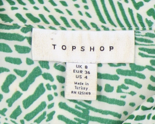 Womens UK Size 8 Topshop Green Basic Button-Up