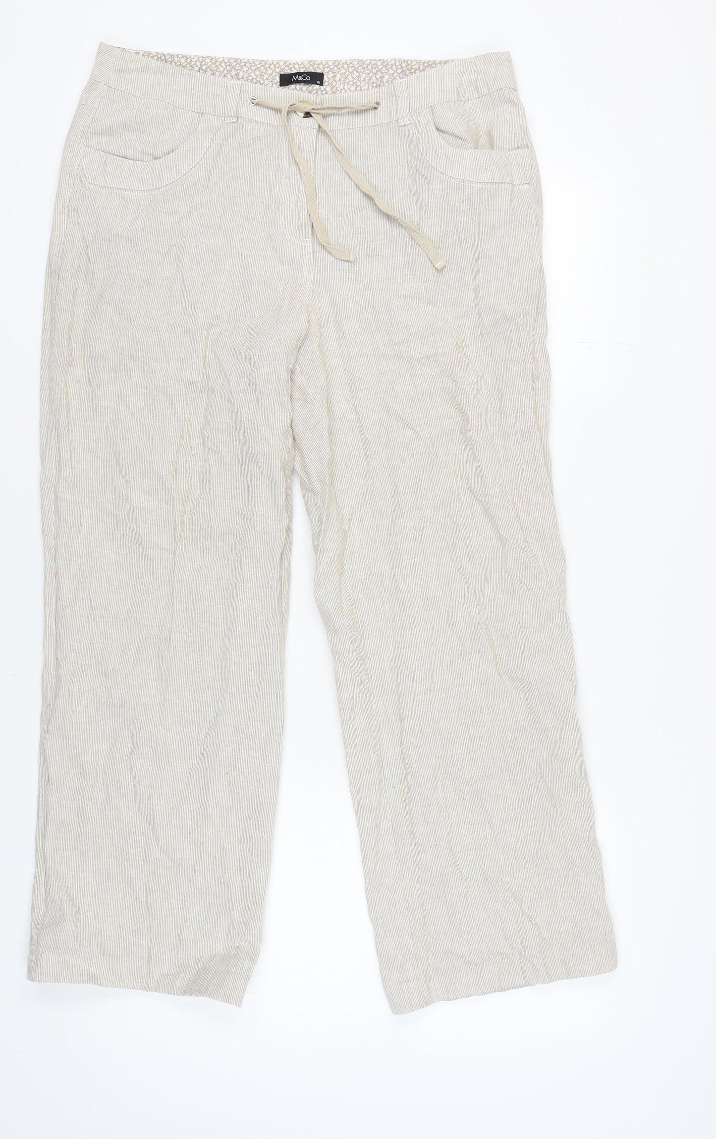Womens UK Size 16 M&Co Regular Fit Casual Beige Trousers