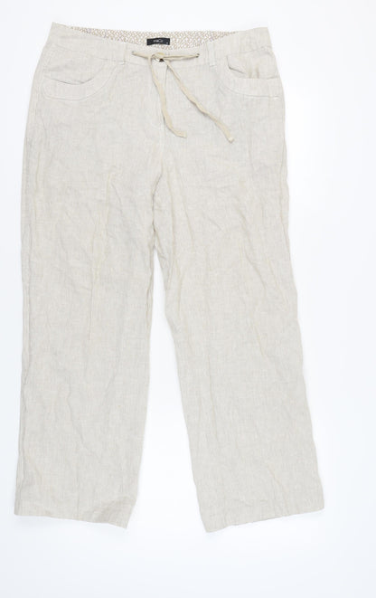 Womens UK Size 16 M&Co Regular Fit Casual Beige Trousers