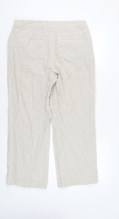 Womens UK Size 16 M&Co Regular Fit Casual Beige Trousers