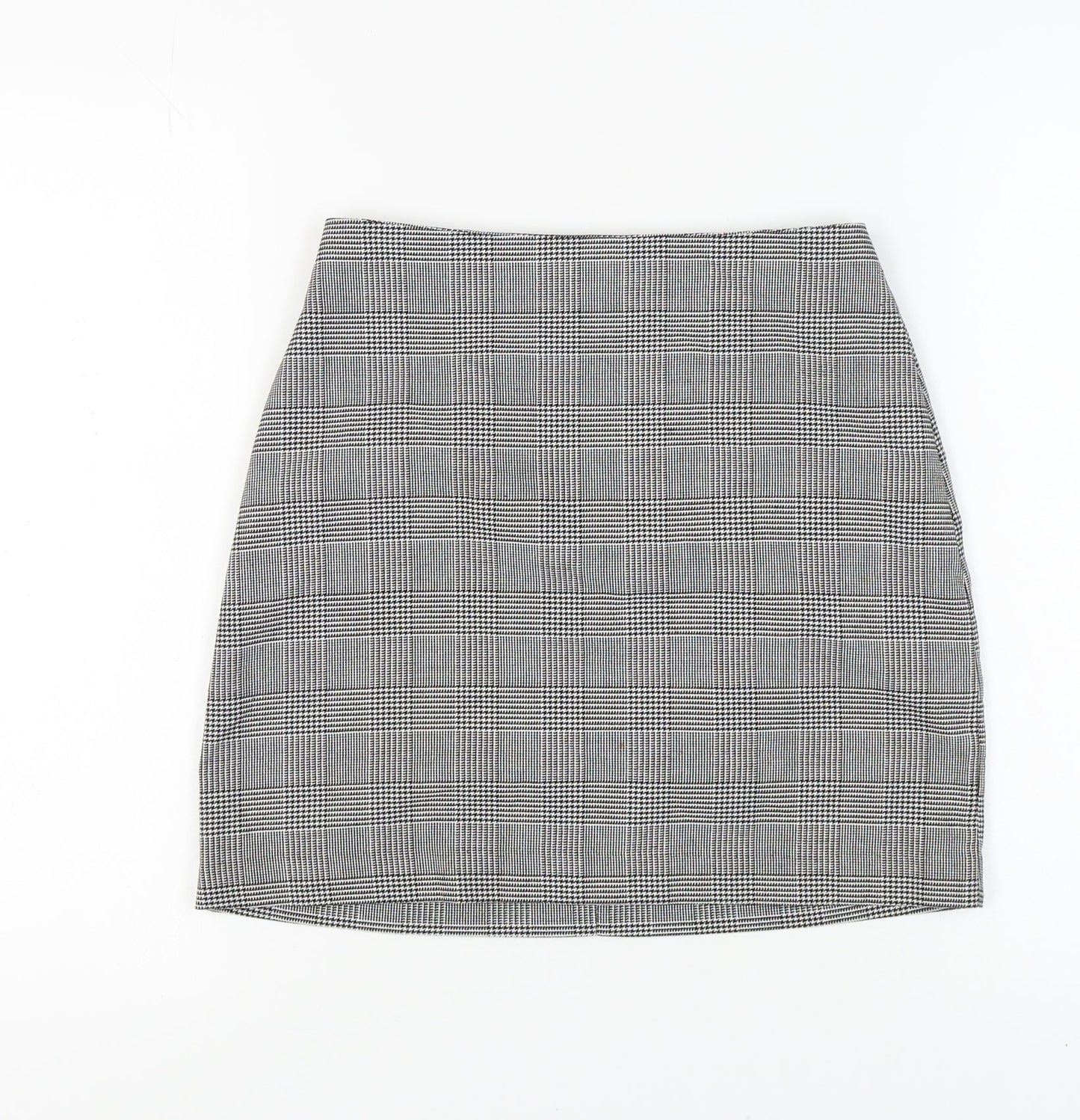 New Look Women's Check Pencil Skirt, Size 8, Black Grey