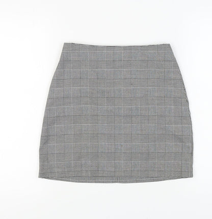 New Look Women's Check Pencil Skirt, Size 8, Black Grey
